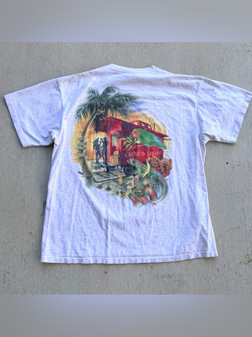 Vintage Animal T Shirt 90s Single Stitch Caribbean Caboose XXL
